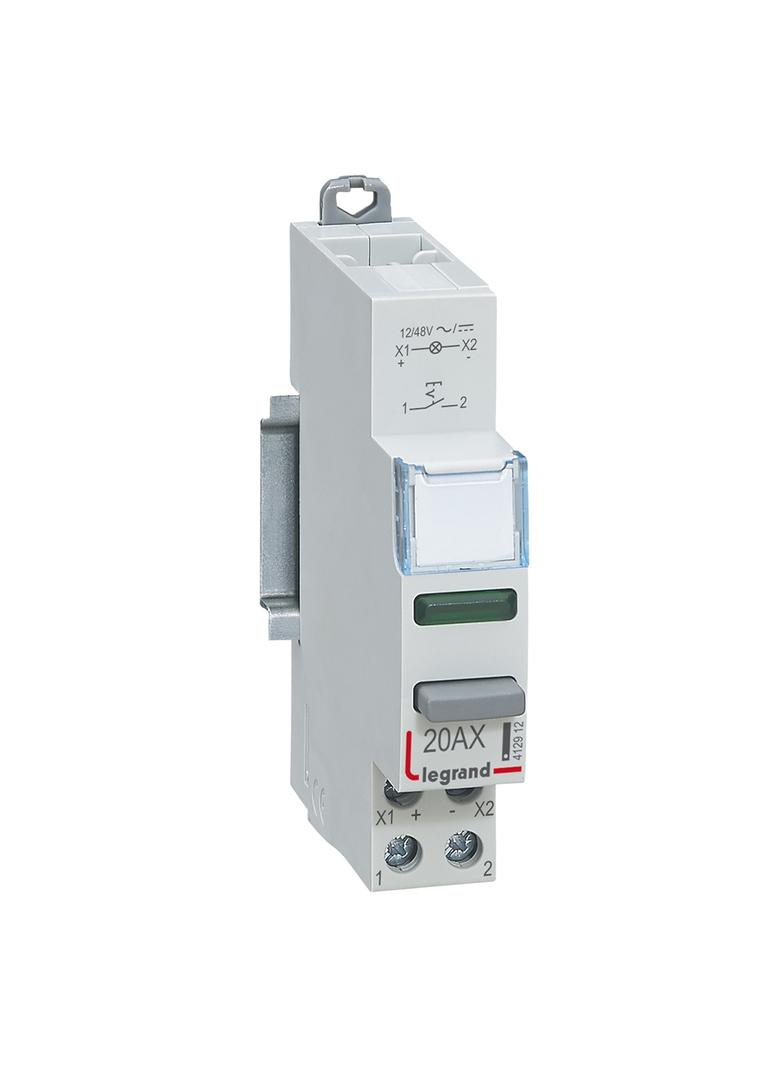 ŁĄCZNIK PRZYCISKOWY BISTABILNY 1NO Z LAMPKĄ ZIELONĄ LED 12/48V, Legrand