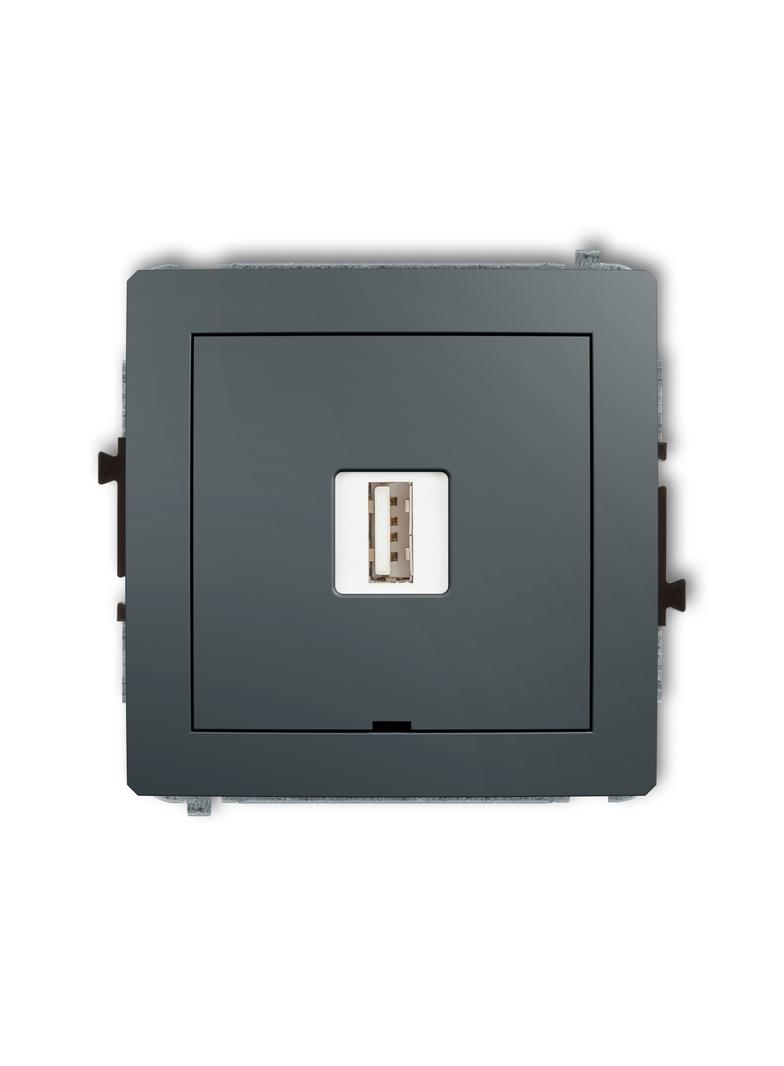 DECO Mechanizm ładowarki USB pojedynczej USB A, 5W max., 5V, 1A, bez pola opisowego grafitowy mat