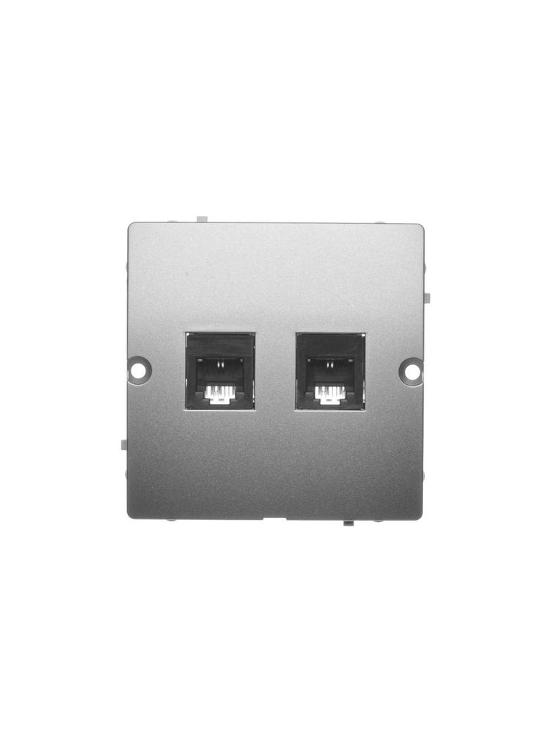 Simon Basic Gniazdo telefoniczne RJ11 podwójne Montaż gniazda na wkręty do puszki satynowy