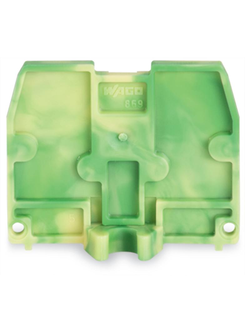 ścianka końcowa żółto-zielona z mocowaniem śrubowym