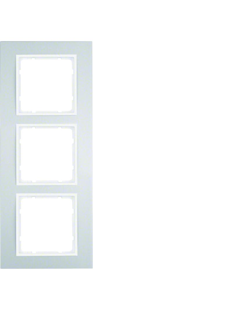 BERKER B.3 Ramka potrójna aluminium/biała 10133904 HAGER
