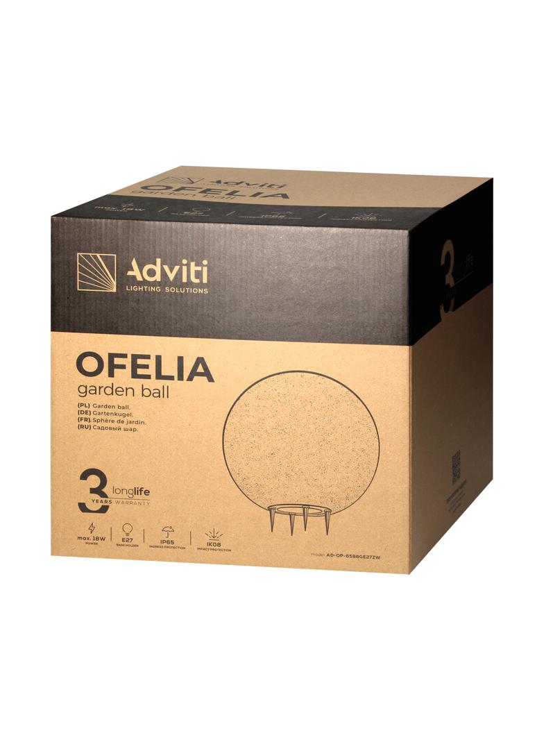 Oprawa ogrodowa OFELIA kula E27 max. 18W IP65 kamień 28cm wbijana AD-OP-6588GE27ZW ORNO