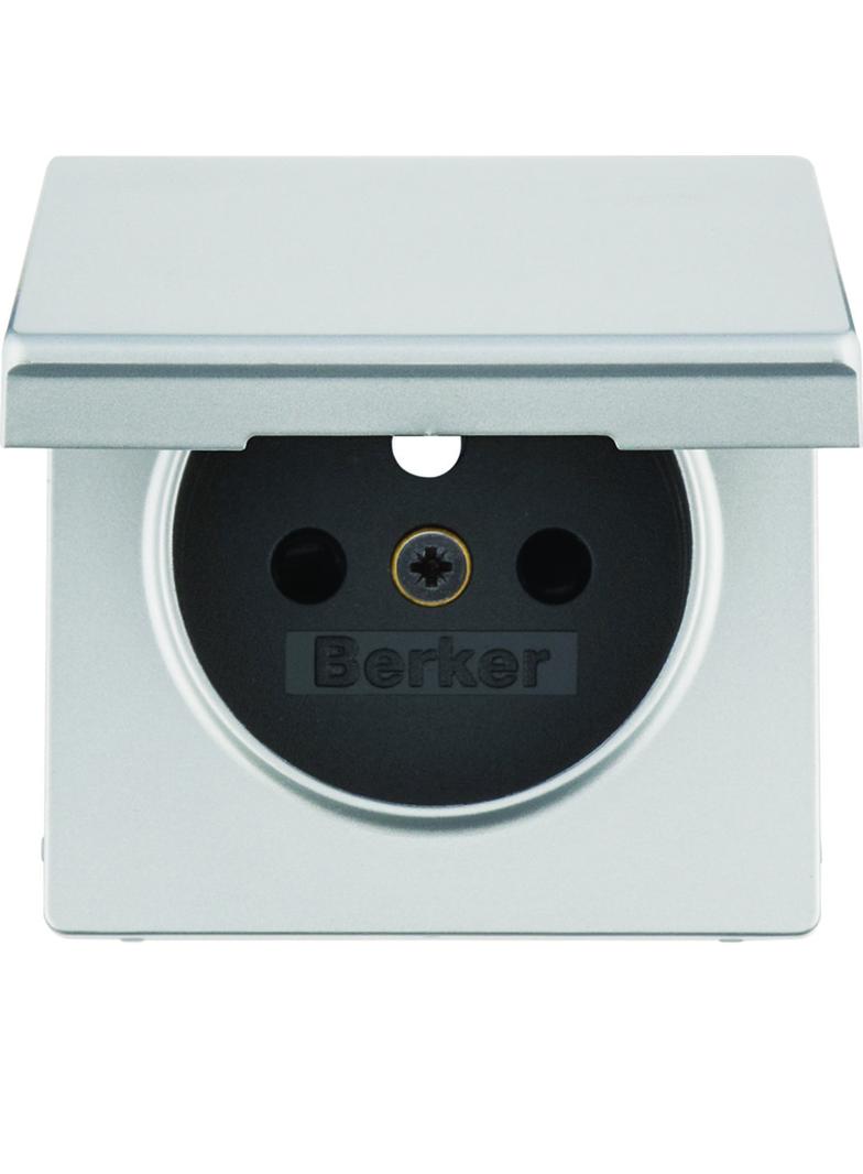 BERKER Q.x Płytka czołowa z przysłonami styków do gniazda z uziemieniem z pokrywą aluminium 39654360