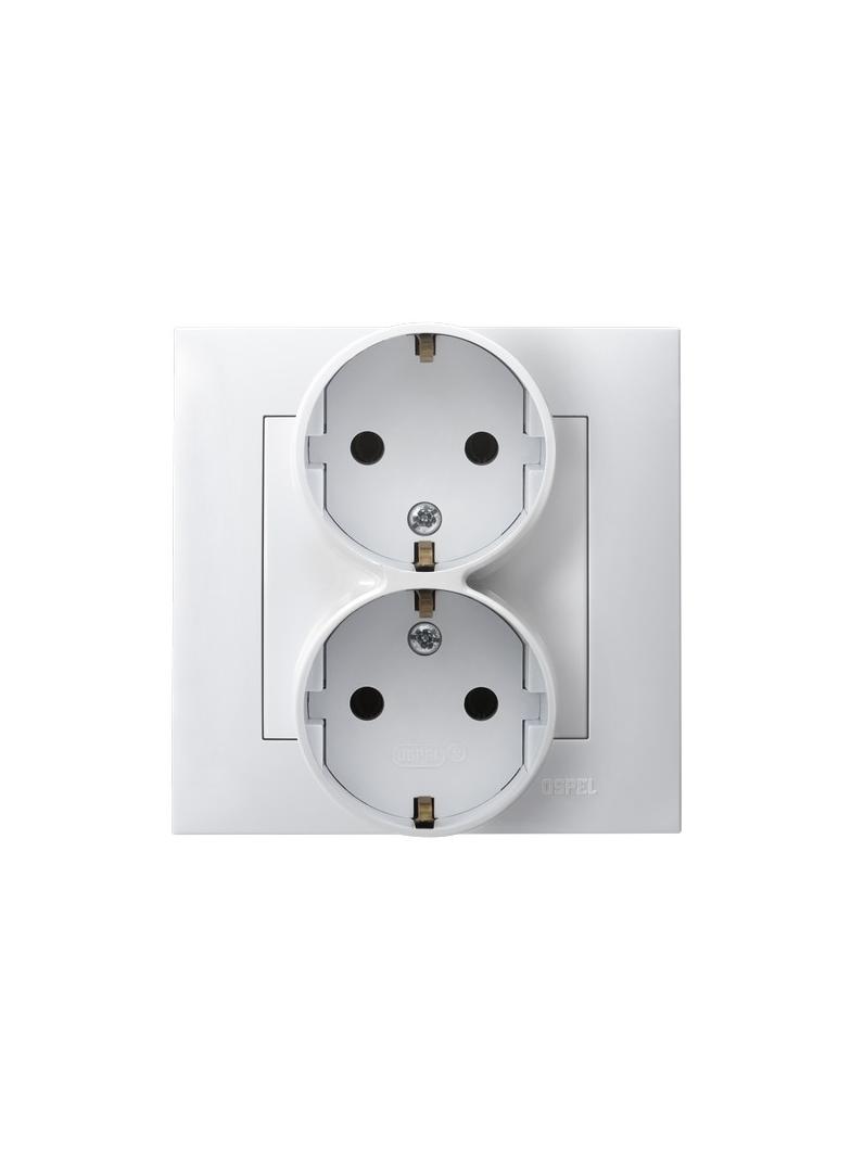 SZAFIR Gniazdo podwójne z uziemieniem schuko - kolor biały
