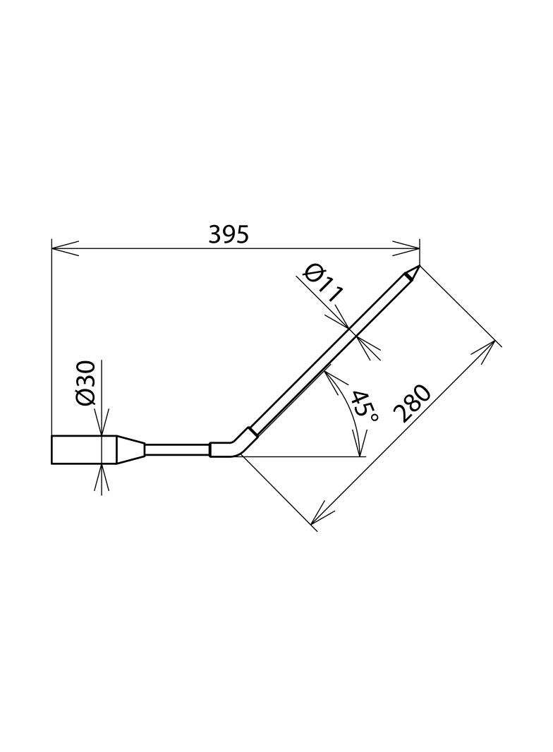 Przedłużacz kątowy 45 st. z gwintowanym bolcem M8