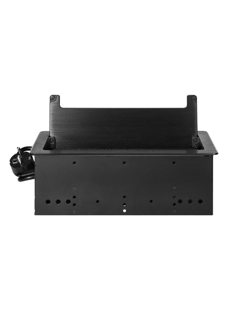 Gniazdo meblowe wpuszczane w blat z płaskim frezowanym rantem szczotką przeciwkurzową i przewodem 1,