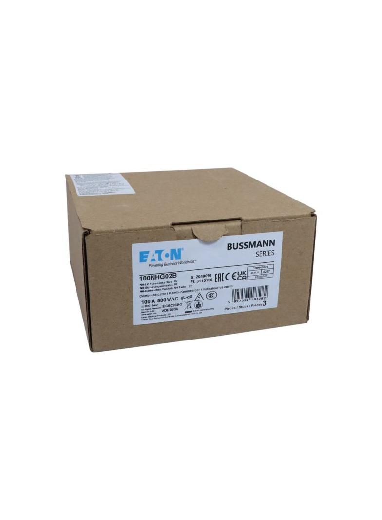 NH FUSE 100A 500V GG/GL SIZE 02 Wkładka NH02 100A 500V GL/GG podwójny wskaźnik 100NHG02B EATON