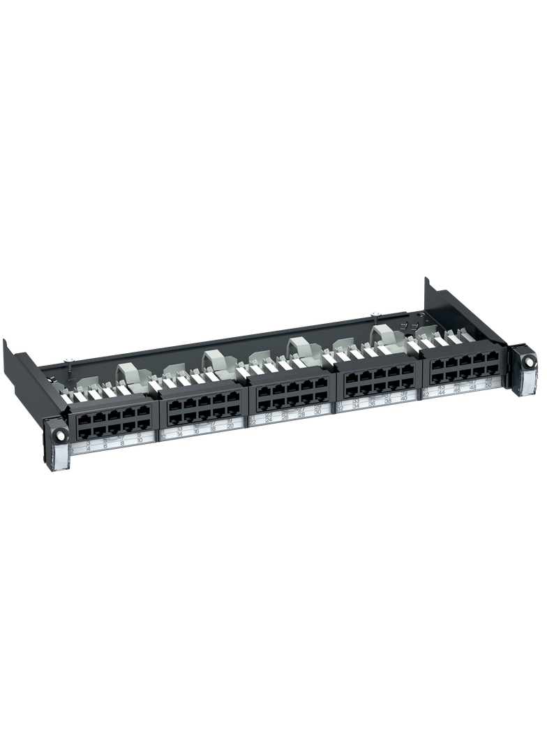 Panel telefoniczny, 1U, RAL7016, 50 złącz, RJ45