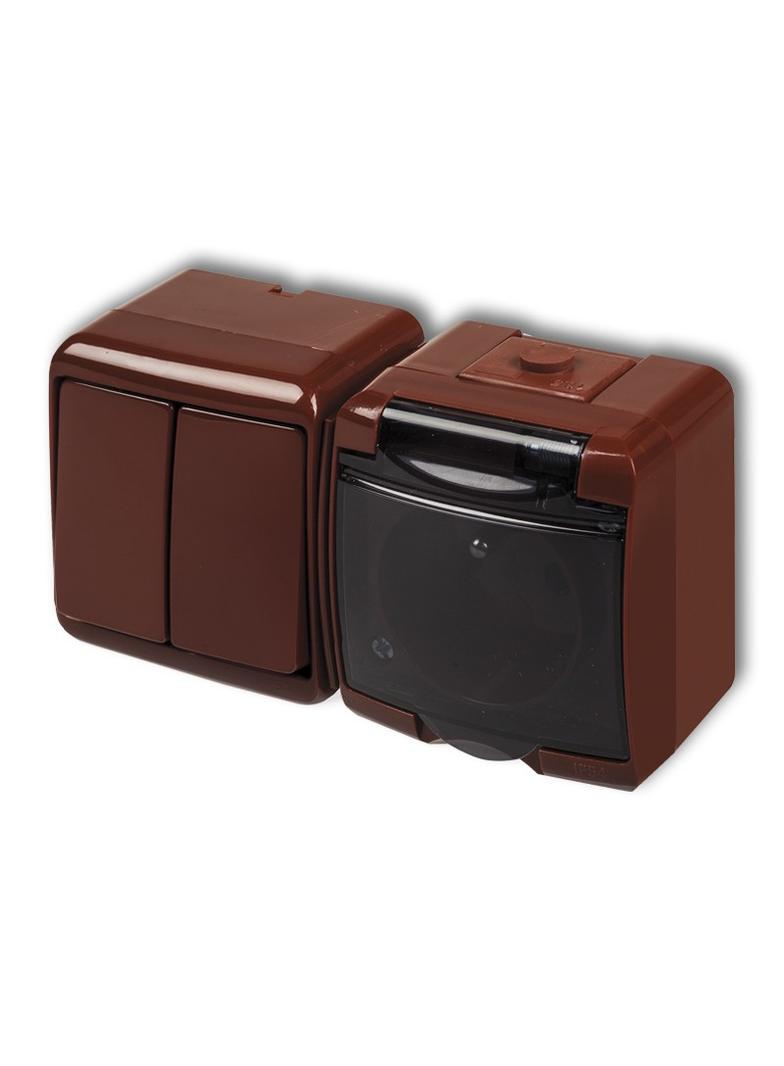 JUNIOR Łącznik świecznikowy z gniazdem pojedynczym z uziemieniem 2P+Z (klapka dymna; bez przesłon) b