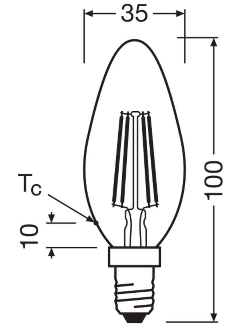 Żarówka LED x2 B35 Świeczka E14 4W = 40W 470lm 4000K Neutralna 300° Retrofit Filament CLASSIC Osram