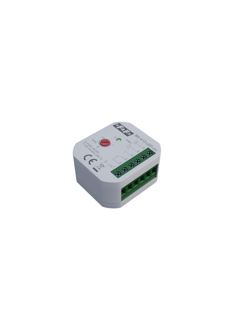 Przekaźnik bistabilny podtynkowy z wyłącznikiem czasowym 9-30 V AC/DC do podświetlanych przycisków z przekaźnikiem inrush BIS-410-LED-24V F&F