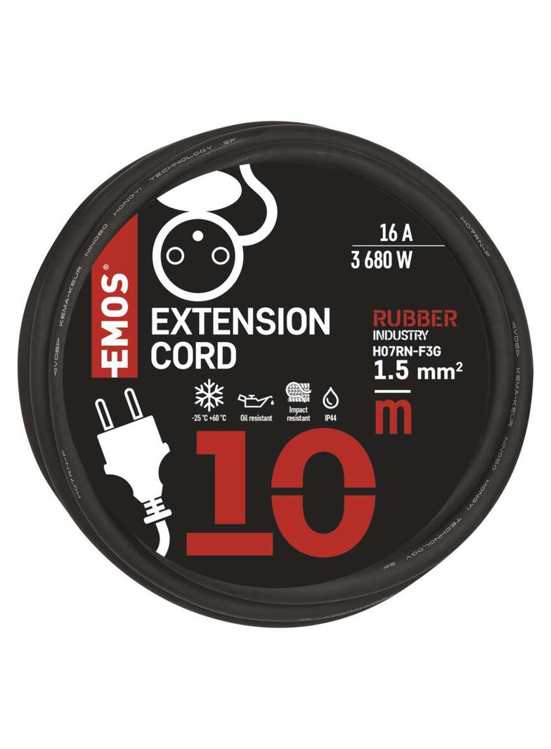 Przedłużacz 1 gniazdo 10m 3× 1,5mm guma P01710 EMOS