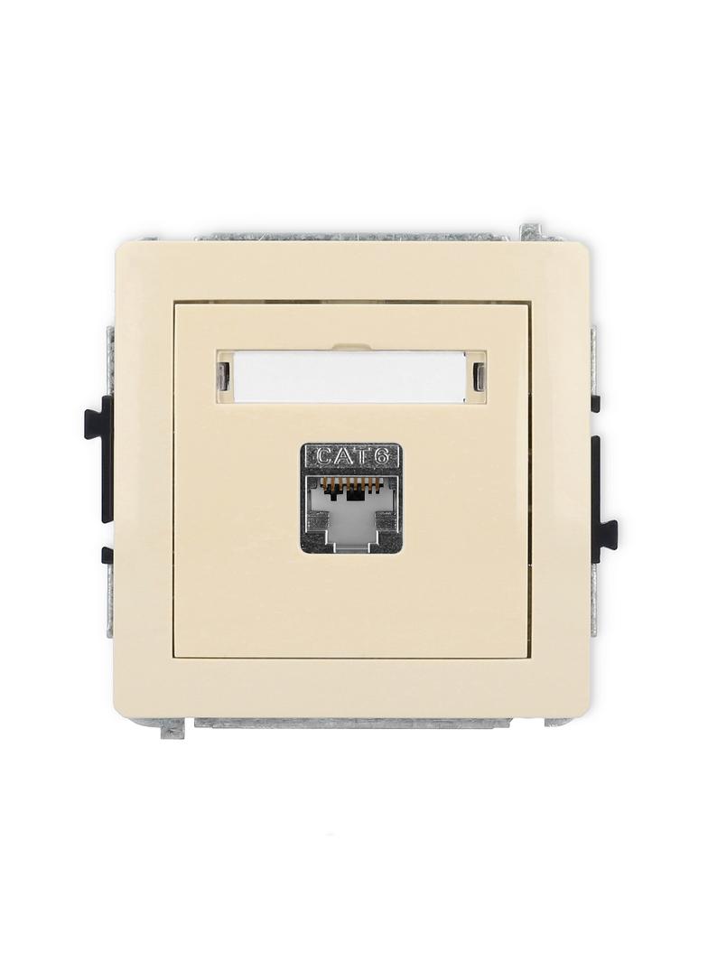 DECO Mechanizm gniazda komputerowego pojedynczego 1xRJ45, kat. 5e, ekranowany, 8-stykowy beżowy