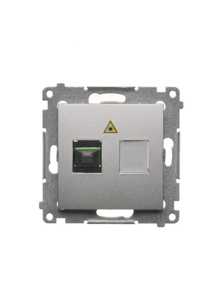 Simon 54 Gniazdo światłowodowe / optyczne pojedyncze SC/APC srebrny mat