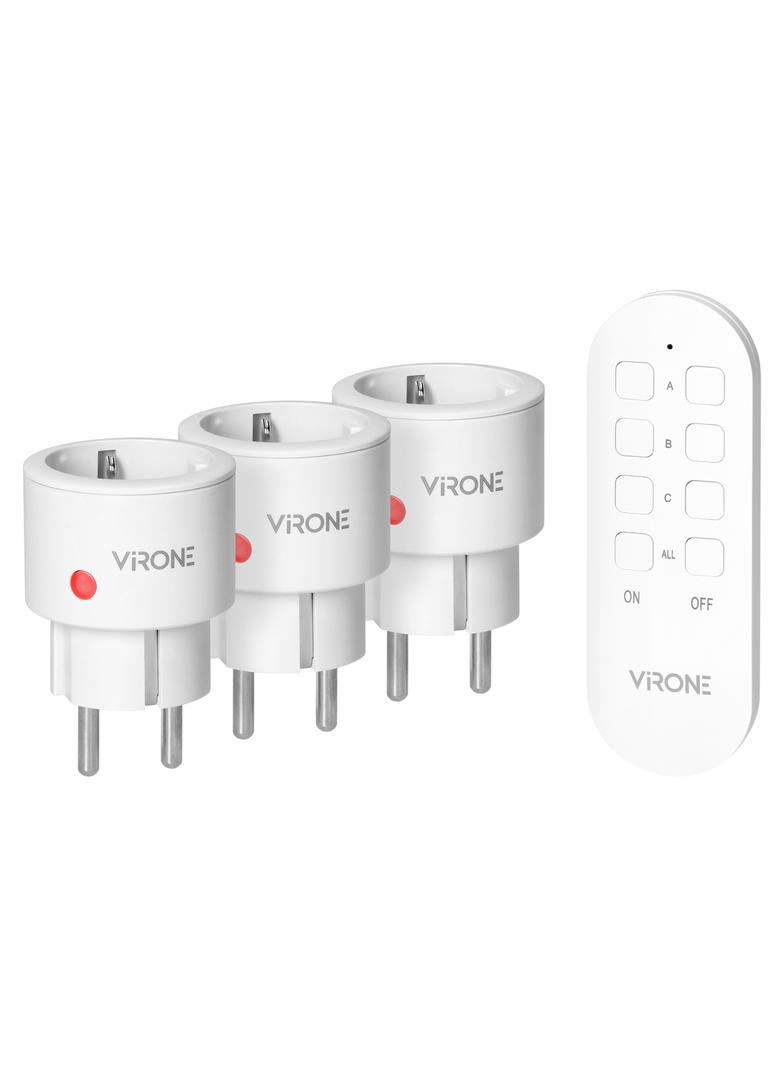 Zestaw bezprzewodowych gniazd MINI, sterowanych pilotem 2+1, 2300W
