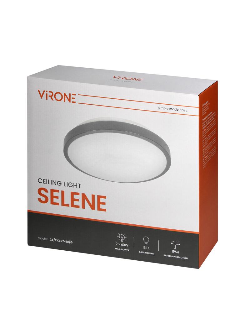 Lampa sufitowa SELENE plafon 2xE27 2x60W klosz matowy IP54 szary