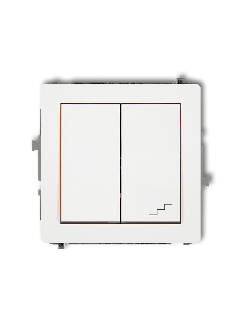DECO Mechanizm łącznika jednobiegunowego ze schodowym (osobne zasilanie) biały
