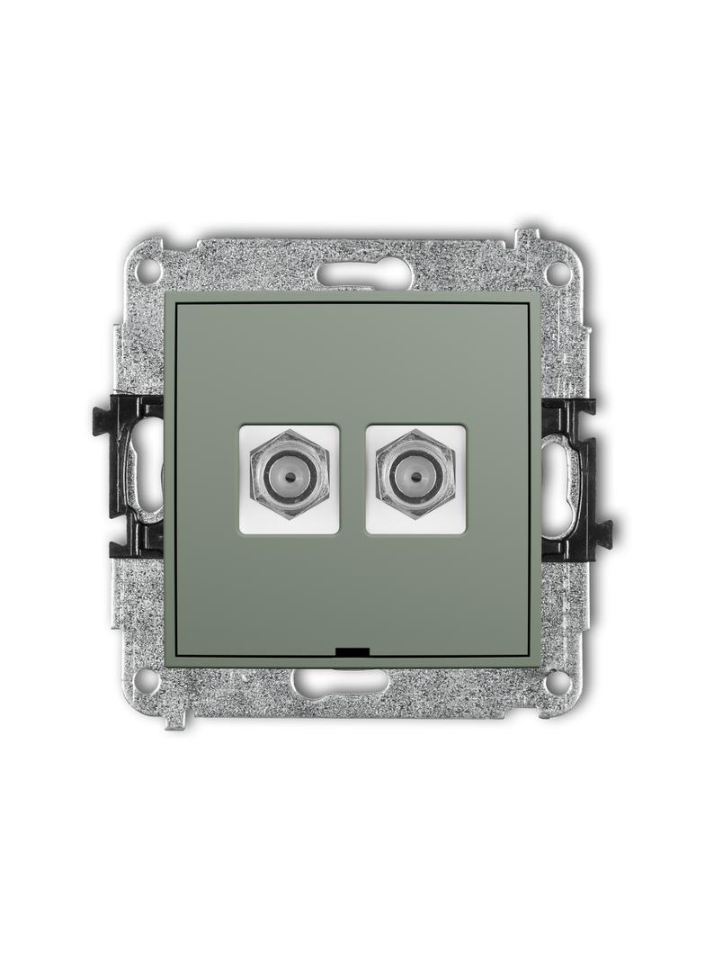 ICON Mechanizm gniazda antenowego podwójnego typu F (SAT) niklowany, bez pola opisowego szałwiowy