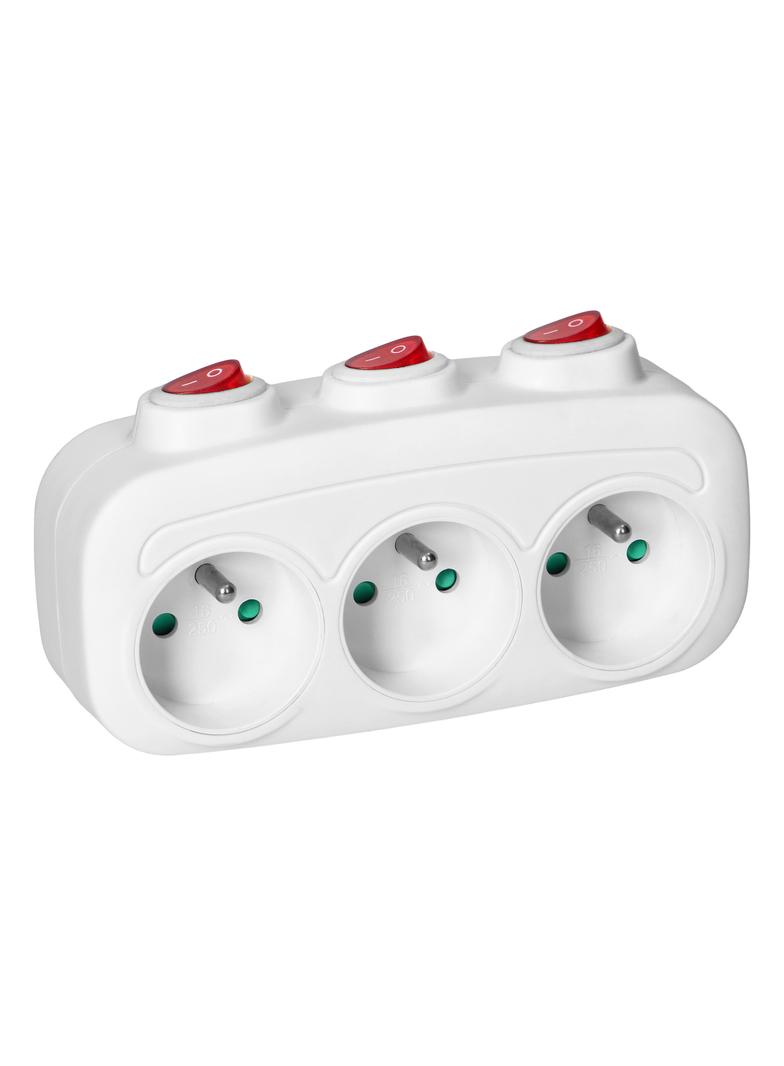 Rozgałęźnik 3x2P+Z z 3 włącznikami ES-3 ORNO