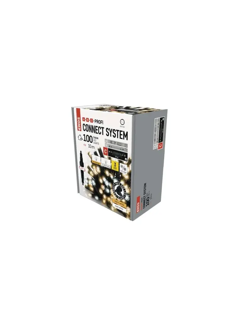 Oświetlenie łączone Profi - łańcuch 100LED 10m, ciepła biel+zimna biel miga, czarny, timer