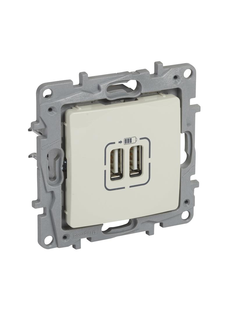 NILOE - PODWÓJNE GNIAZDO ŁADOWANIA USB 5 V 2400 MA KREMOWE, Legrand