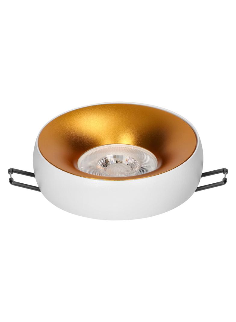 DORADO R, ramka dekoracyjna oprawy punktowej, GU10 max. 35W, okrągła, stała, biało-złota AD-OD-6520/W-C ORNO