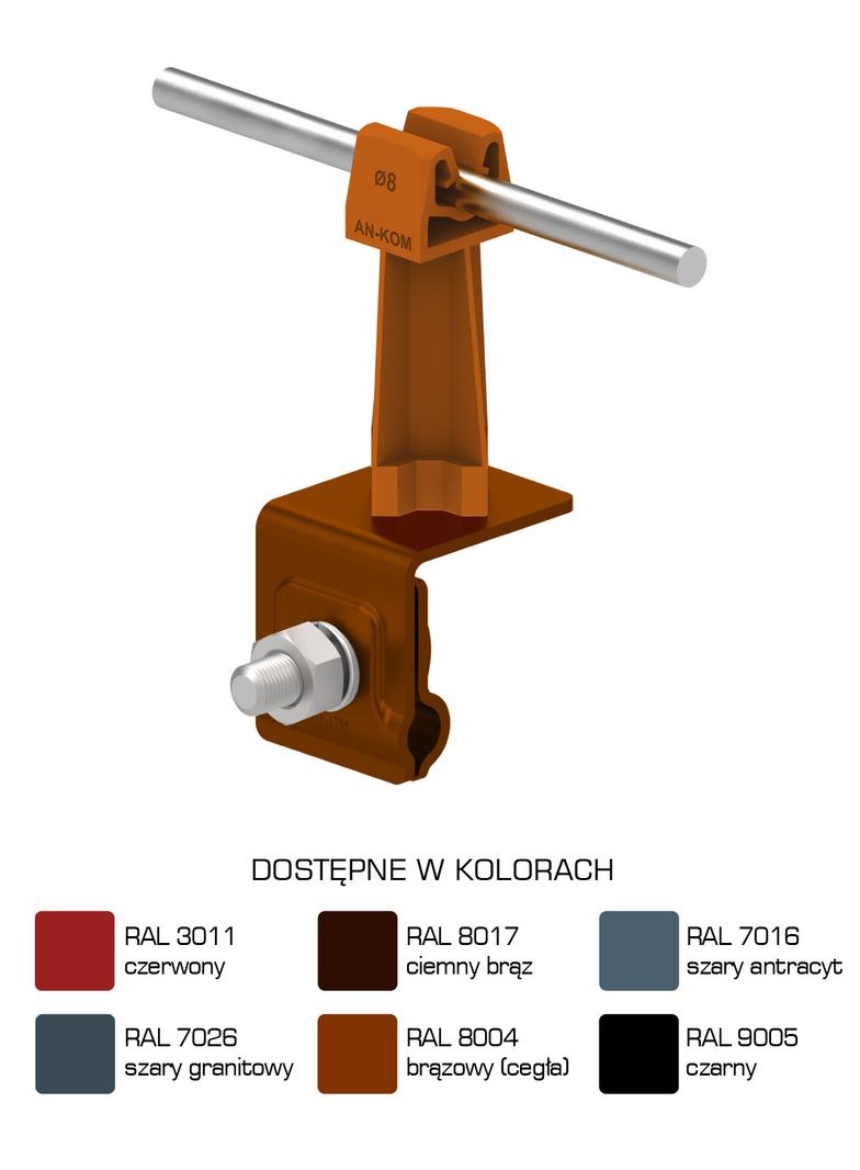 Uchwyt na blachę, na felc ze słupkiem plastik./LA/