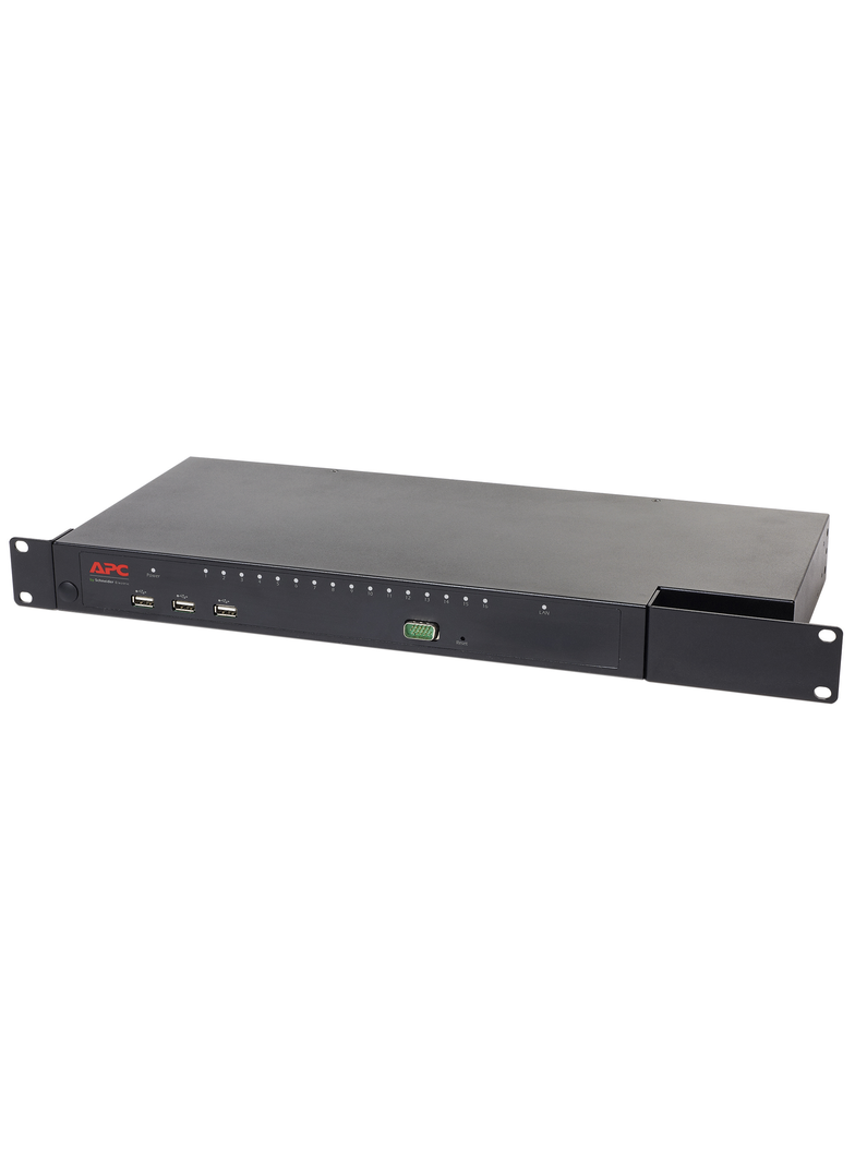 Przełącznik APC KVM 2G, cyfrowy/IP, 1 użytkownik zdalny/1 lokalny, 16 portów z nośnikiem wirtualnym