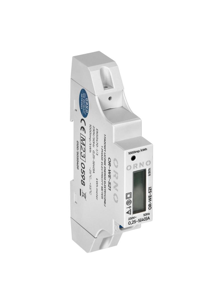 1-fazowy licznik energii elektrycznej 40A MID wyjście impulsowe podświetlenie 1 moduł DIN TH-35mm OR