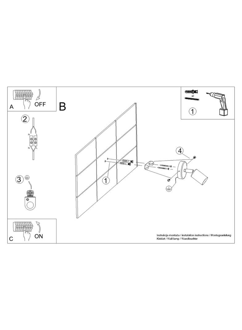 Sollux Kinkiet FORNES 1 czarny SL.1120
