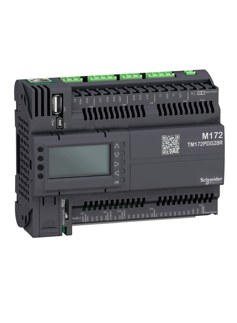 Modicon M172, Sterownik PLC HVAC, 8 DI, 8 AI, 8 DO, 4 AO, Wyświetlacz, Eth, CAN, RS485, USB mini A/B