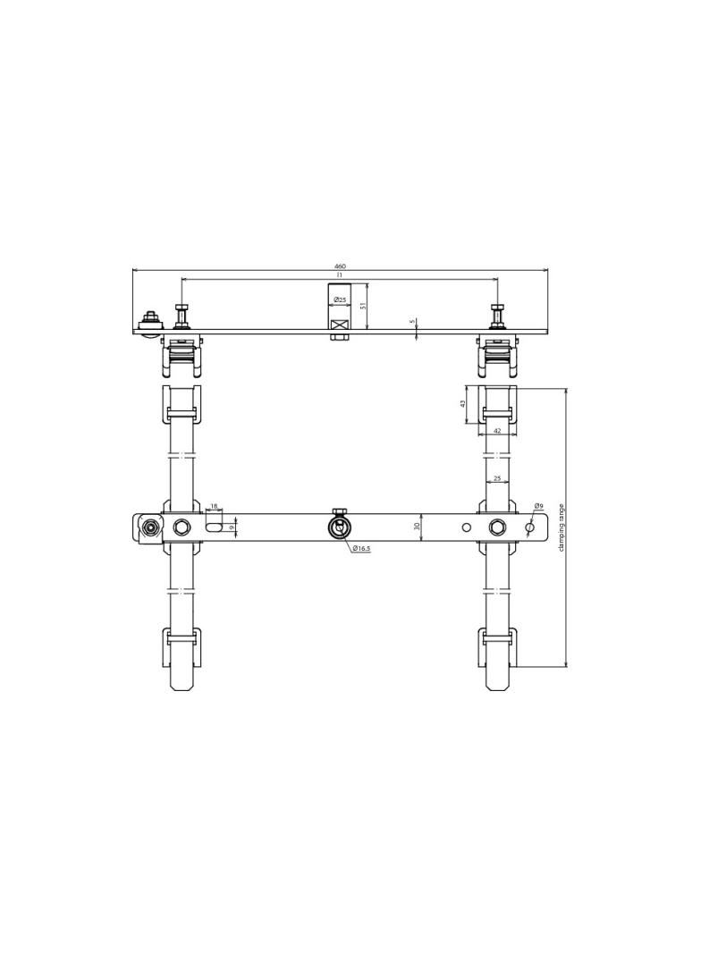 Uchwyt z taśmą i gniazdem 16/10 mm, NIRO