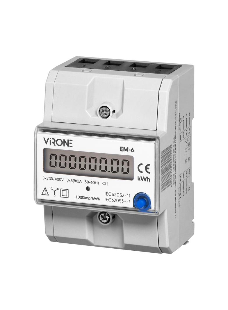 Licznik trójfazowy przycisk reset podlicznik energii prądu 3-FAZ LCD 80A VIRONE