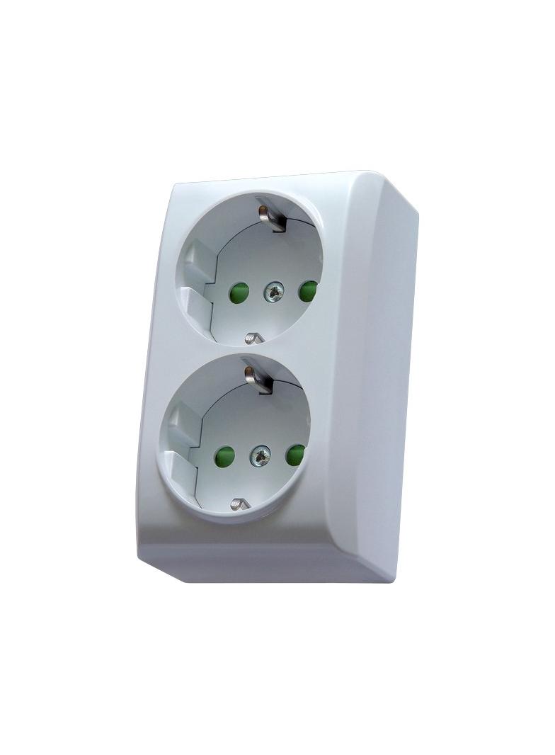 BIS Gniazdo podwójne z uziemieniem schuko z przesłonami torów prądowych - kolor biały