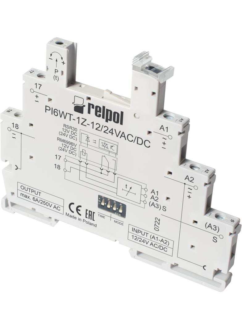 Przekaźnik czasowy PIR6WT-1Z-24VAC/DC-O 1Z 24V AC/DC RELPOL