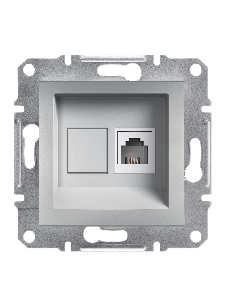 Asfora, gniazdo telefoniczne RJ11, bez ramki, aluminium