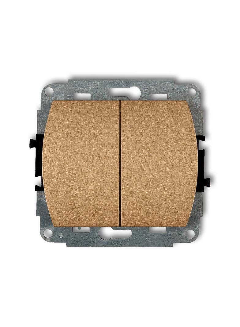 TREND Mechanizm łącznika podwójnego schodowego (dwa klawisze bez piktogramów) złoty metalik