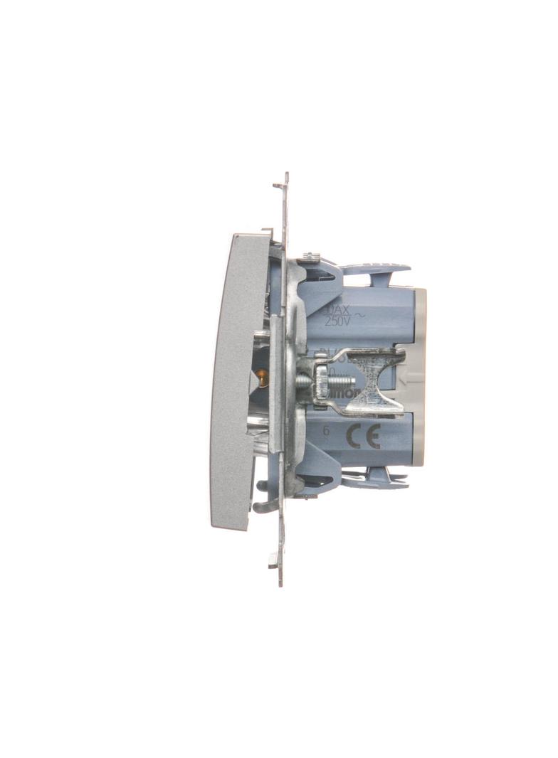 Simon 54 Łącznik schodowy z podświetleniem LED bez piktogramu 10A 250V szybkozłączka srebrny mat DW6L.01/X/43 KONTAKT