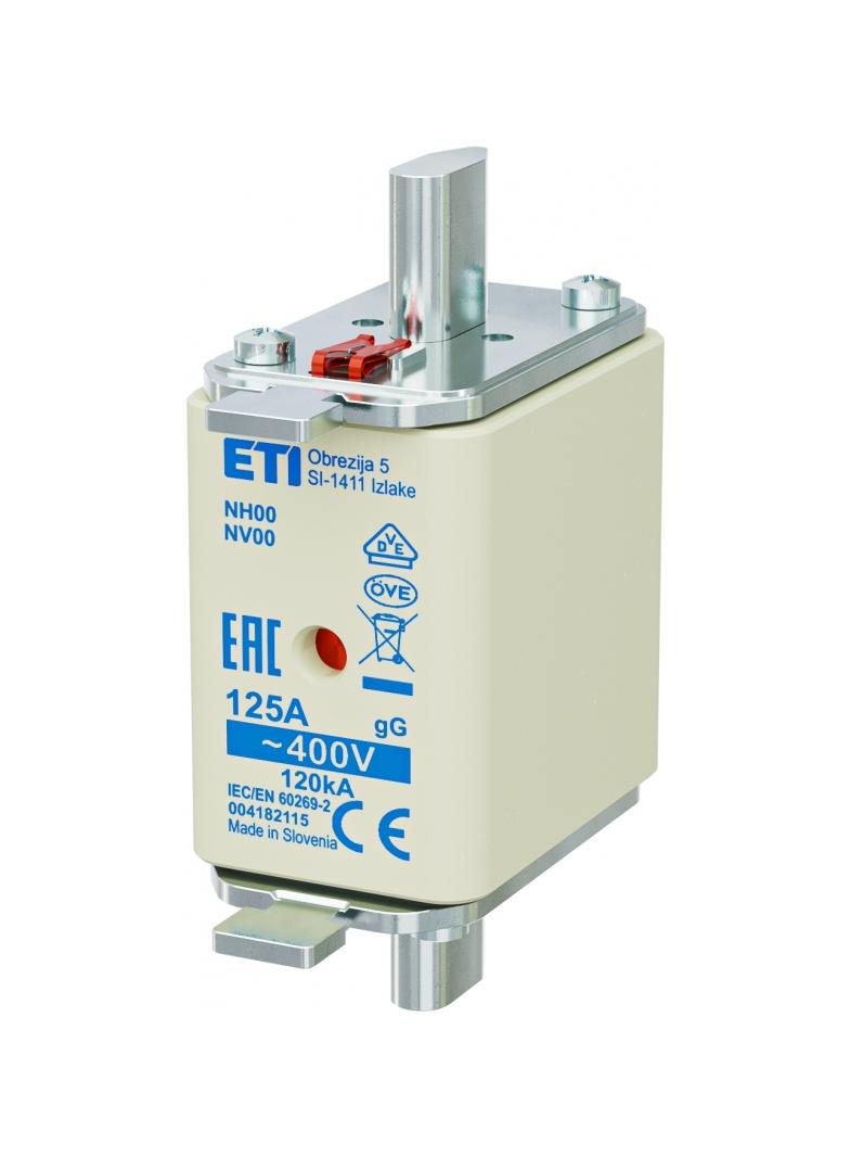 Wkładka topikowa NH zwłoczna KOMBI NH00 gG 125A 400V 004182115 ETI