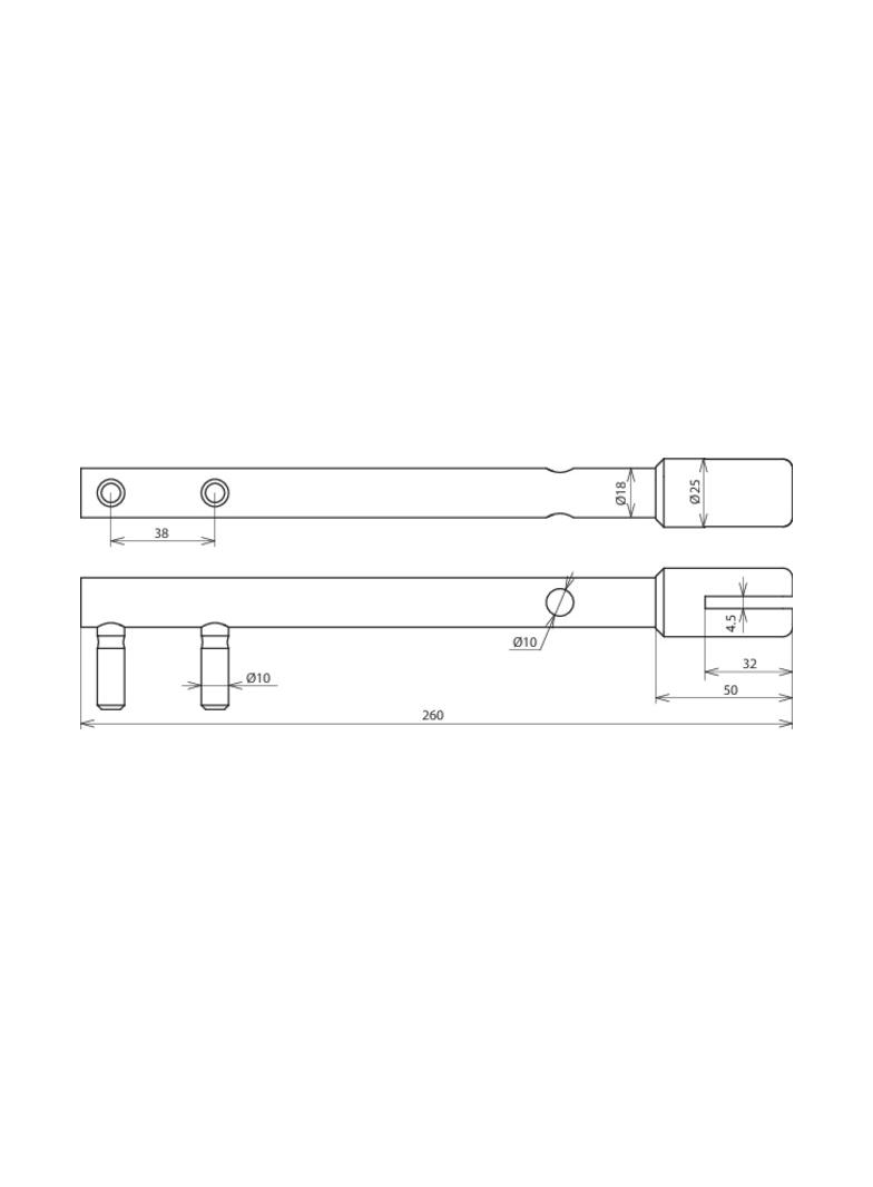 Klucz do drutu zbrojeniowego 8-10/płask, 4 mm, prosty, stal uczerniona