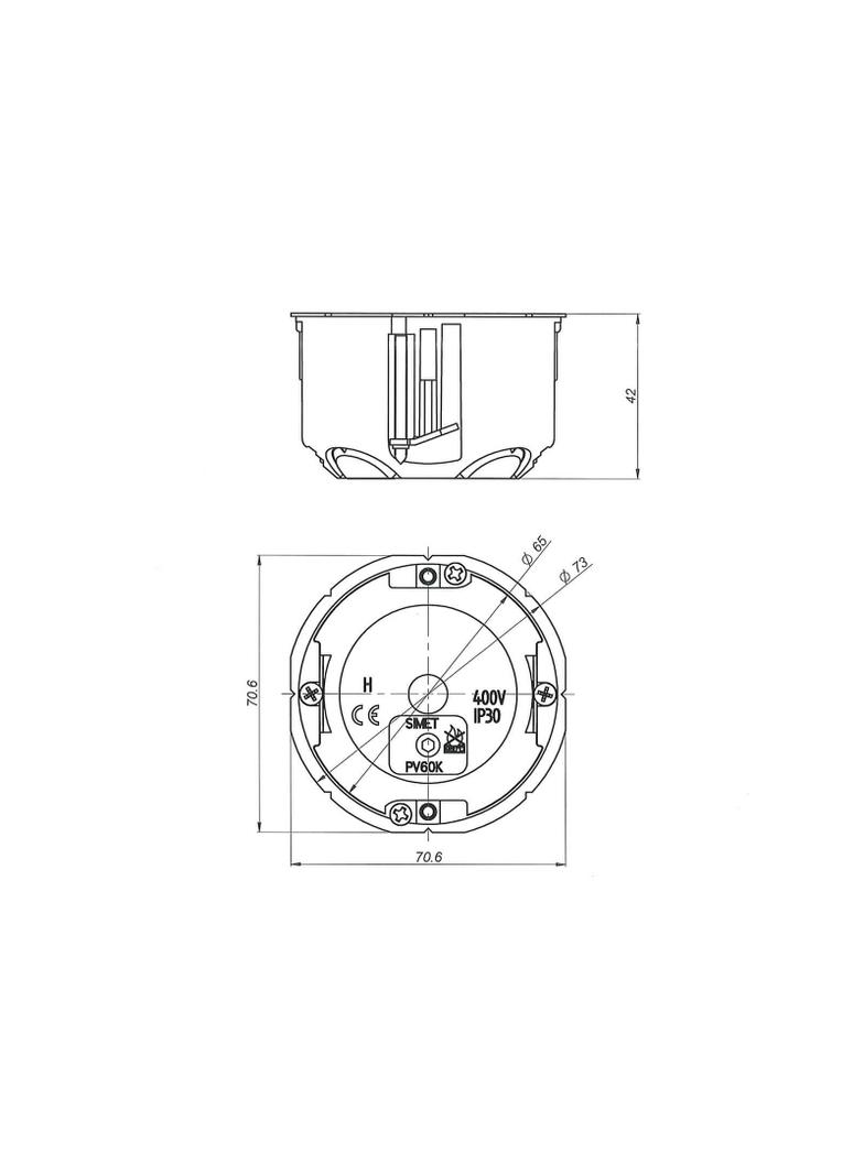 PV60K ,  Puszka inst. do pustych ścian O 60, niebieski