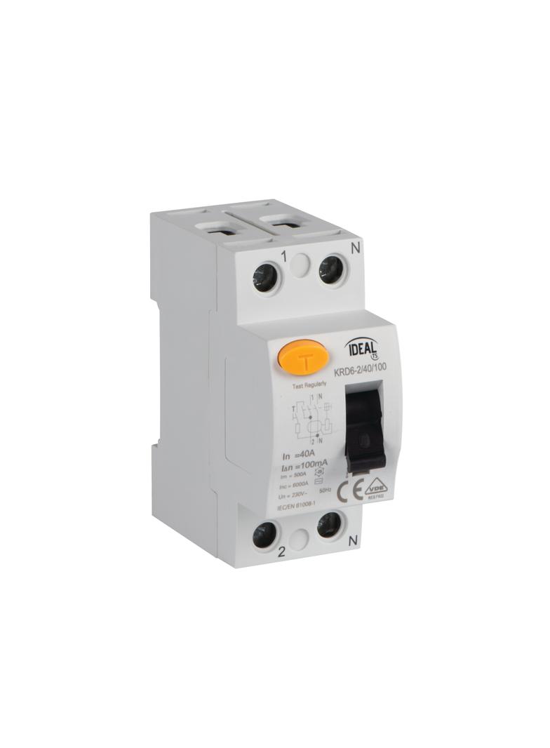 Wyłącznik różnicowoprądowy KRD6-2/40/100 1P+N 40A 100mA Typ AC 23203 KANLUX