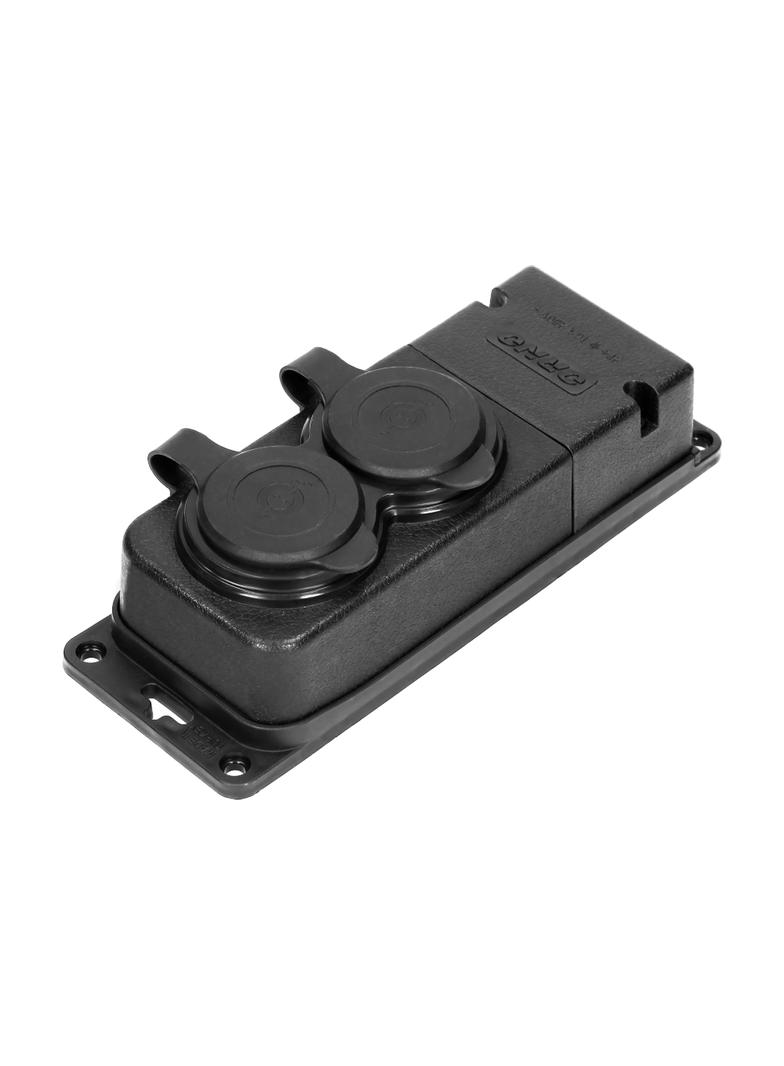 Rozgałęźnik bryzgoszczelny i odporny na uderzenia IP44 2 gniazda 16A 230V AC gumowy uniep OR-AE-1316