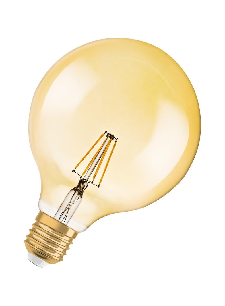 Lampa LED Vintage 1906 dim CL GLOBE125 Filament szkło przezroczyste GOLD 55 dim 7W 825 E27