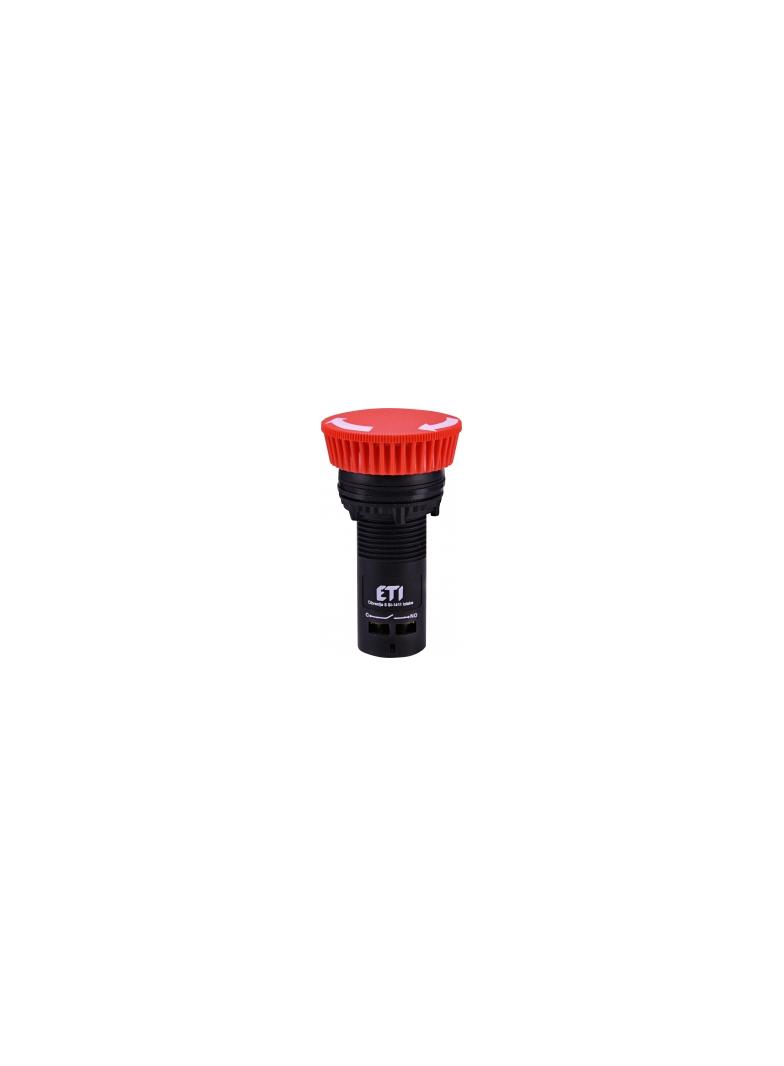 Przycisk kompaktowy z guzikiem-grzybek, odryglowywany przez obrót, 1NO, czerwony ECM-T10-R 004771482 ETI
