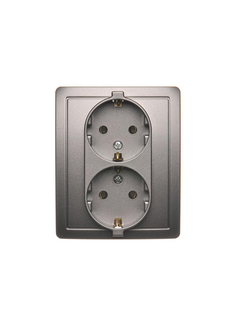 Simon Basic Gniazdo wtyczkowe z uziemieniem Schuko podwójne stal inox BGSZ2/21 KONTAKT