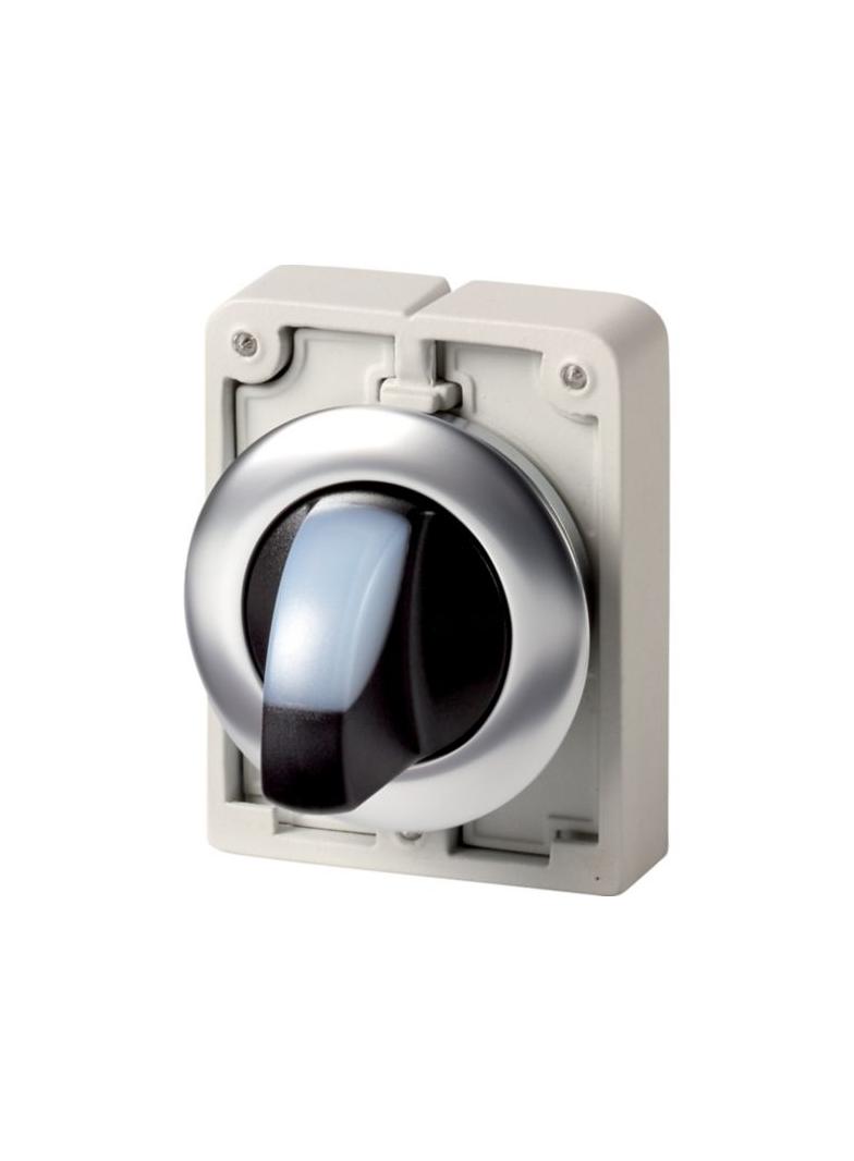 M30I-FWRLK-W Przełącznik piórkowy podświetlany 30mm biały 2-pozycyjny bez samopowrotu stal nierdzewn