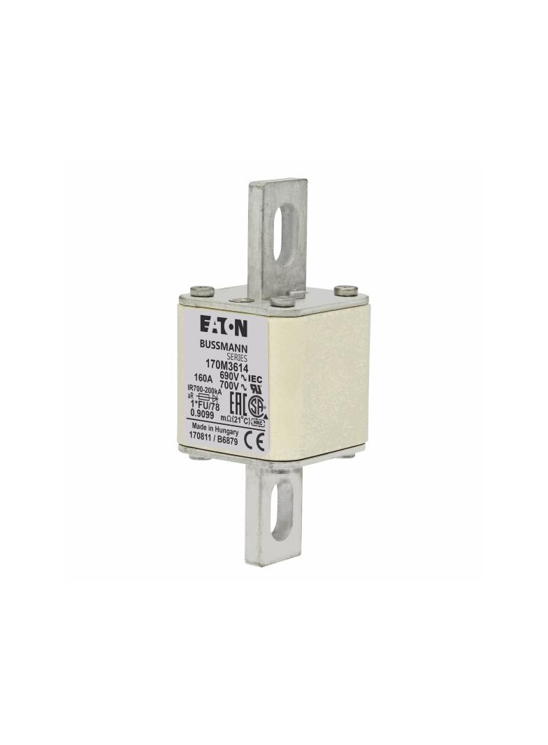 FUSE 160A 690V 1*FU/78 AR UC Wkładka szybka 160A AC 690V rozmiar 1 45x45x110 mm aR, 170M3614 EATON