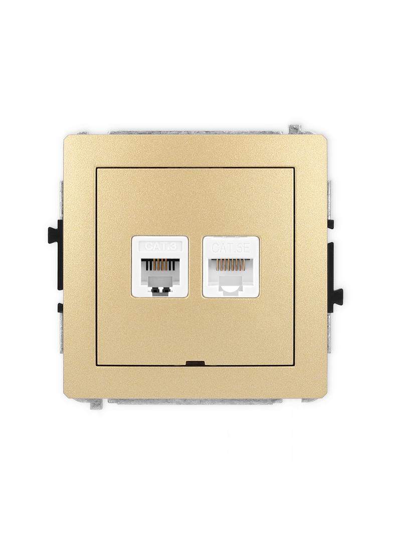 DECO Mechanizm gniazda telefonicznego pojedynczego 1xRJ11 + komputerowego pojedynczego 1xRJ45, kat.