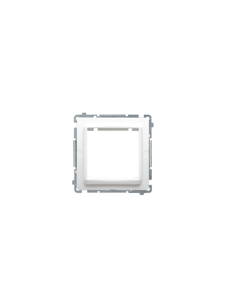 Simon Basic Adapter (przejściówka) na osprzęt standardu 45 × 45 mm. Montaż do puszki na łapki i wkręty biały BMA45M/11 KONTAKT